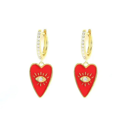 Enamel Funky Heart Drop Hoop Earrings shop name