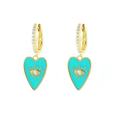 Enamel Funky Heart Drop Hoop Earrings shop name