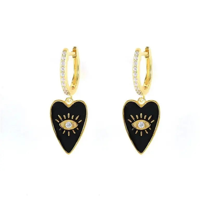 Enamel Funky Heart Drop Hoop Earrings shop name