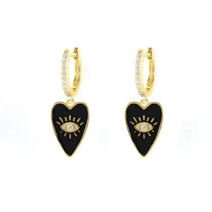 Enamel Funky Heart Drop Hoop Earrings shop name