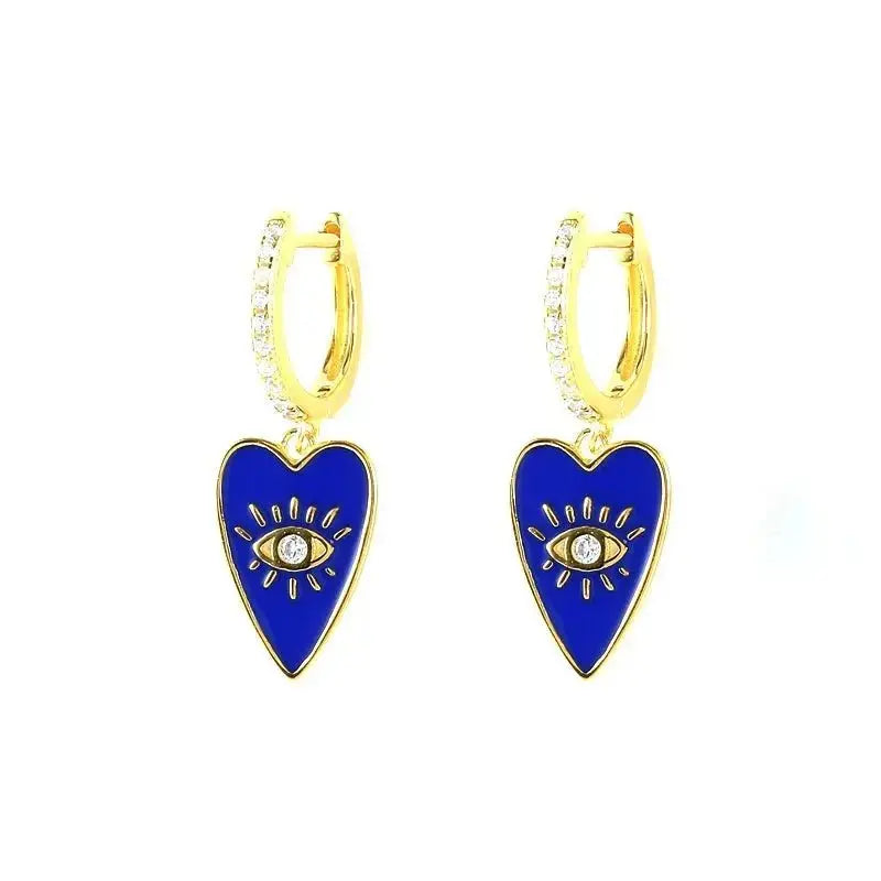 Enamel Funky Heart Drop Hoop Earrings shop name