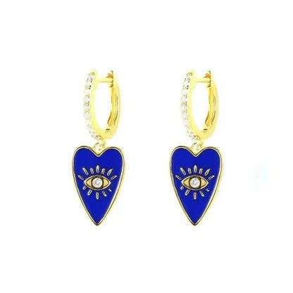 Enamel Funky Heart Drop Hoop Earrings shop name