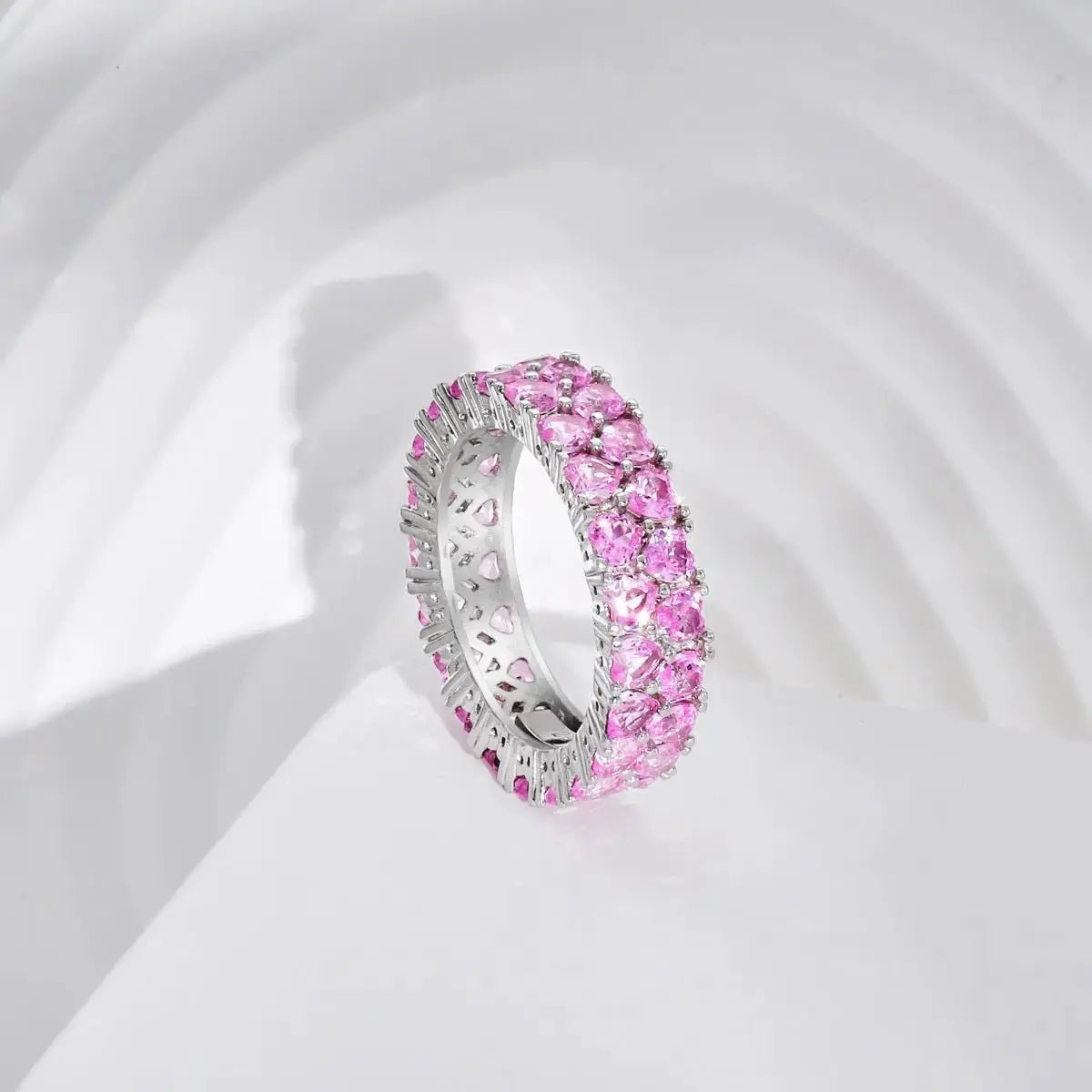 Eternity Pink Double Heart Dazzling Ring