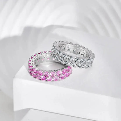 Eternity Pink Double Heart Dazzling Ring