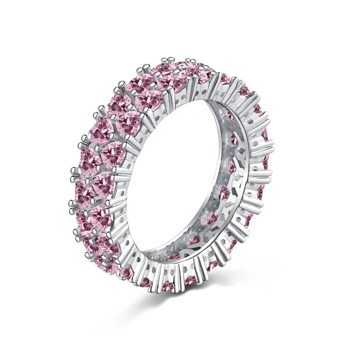 Eternity Pink Double Heart Dazzling Ring