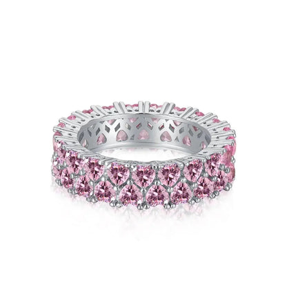 Eternity Pink Double Heart Dazzling Ring