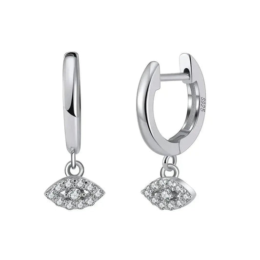 Evil Eye Drop Minimalist Hoop Earrings