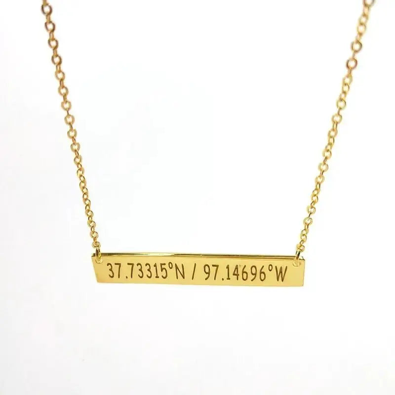 Exclusive Coordinates Bar  Necklace - A Timeless Valentine's Day Gift shop name