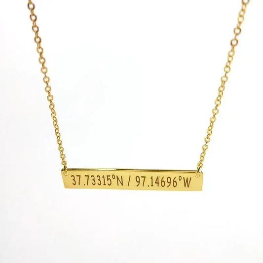 Exclusive Coordinates Bar  Necklace - A Timeless Valentine's Day Gift