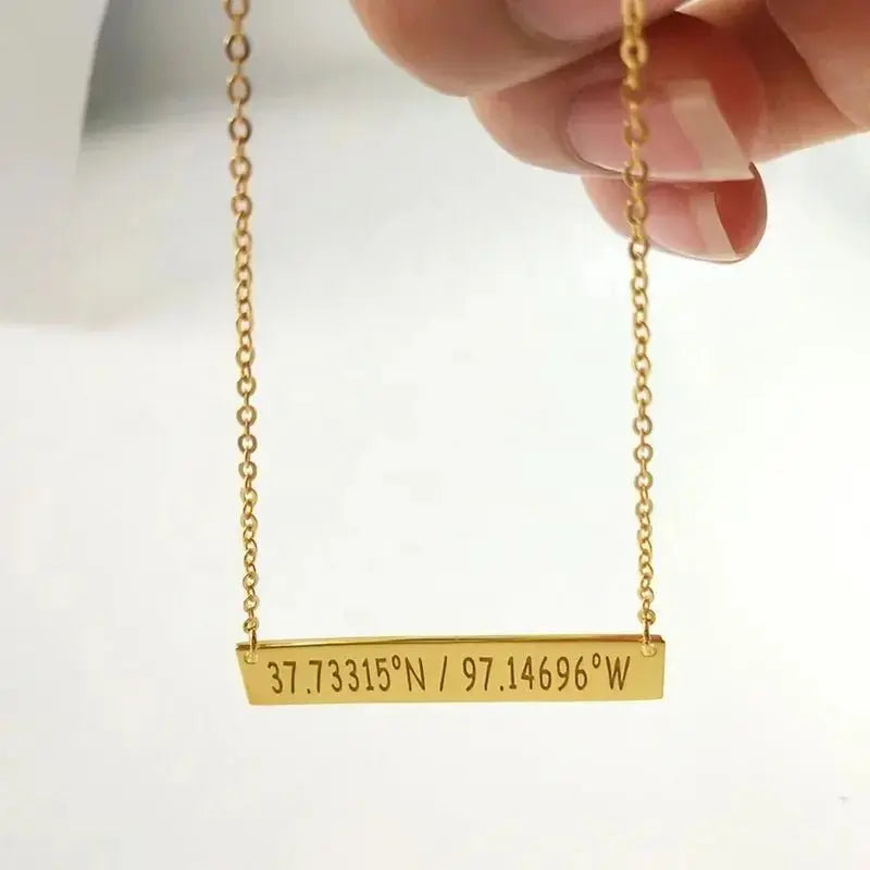 Exclusive Coordinates Bar  Necklace - A Timeless Valentine's Day Gift shop name