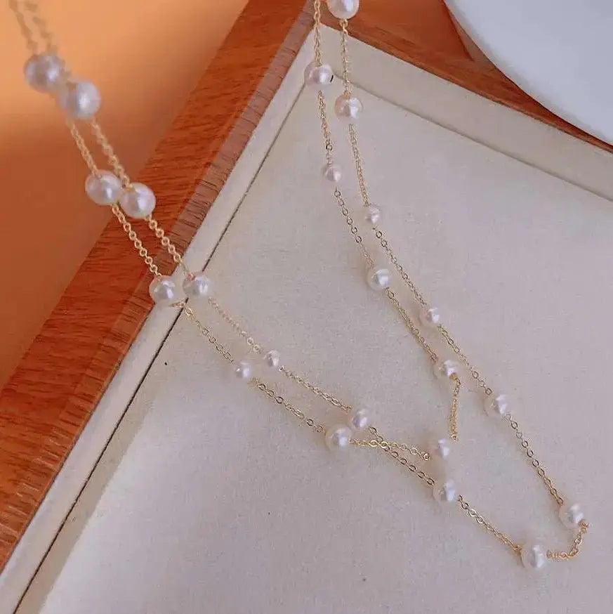 Explosive Gypsophila Sweater Chain 80CM Length 4-5MM High Quality Freshwater Pearl Necklace pearl sweater chain