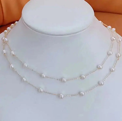 Explosive Gypsophila Sweater Chain 80CM Length 4-5MM High Quality Freshwater Pearl Necklace pearl sweater chain