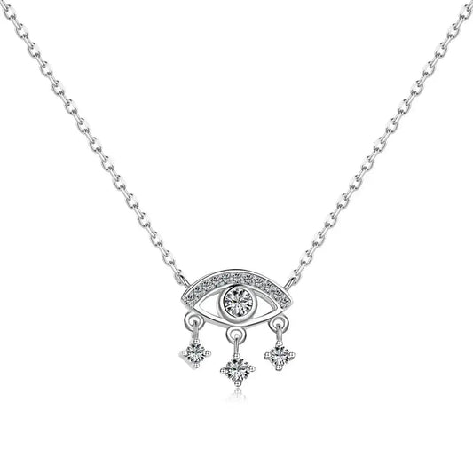 Eye of Protection Silver Rhodium 18K Gold Necklace