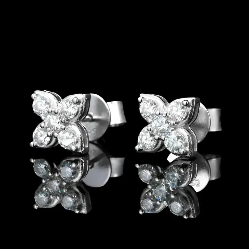 Four Leaf Clover Moissanite Stud Earrings