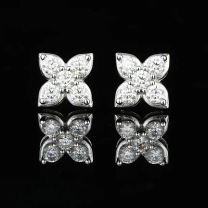 Four Leaf Clover Moissanite Stud Earrings