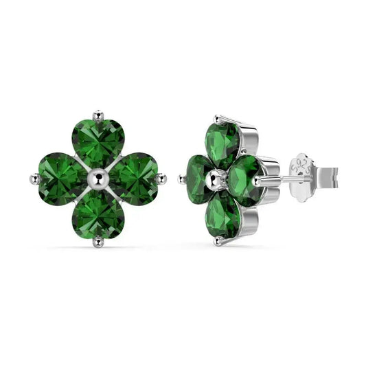 Four Leaf Clover Green Stud Earrings