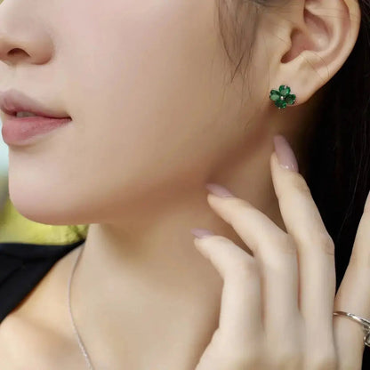 Four Leaf Clover Green Stud Earrings