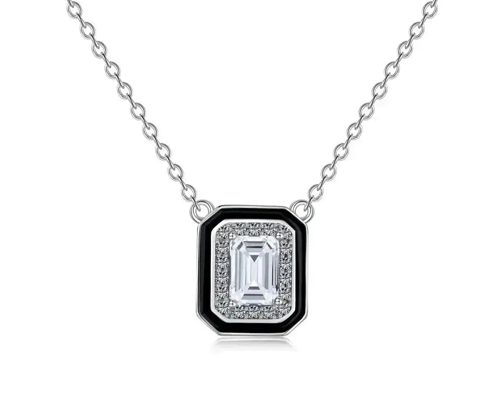 Geometric Black and Silver Pendant Necklace shop name