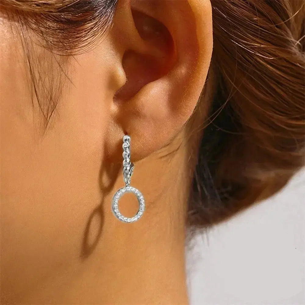 Geometric Full Drop Round Charm Hoop Earrings shop name