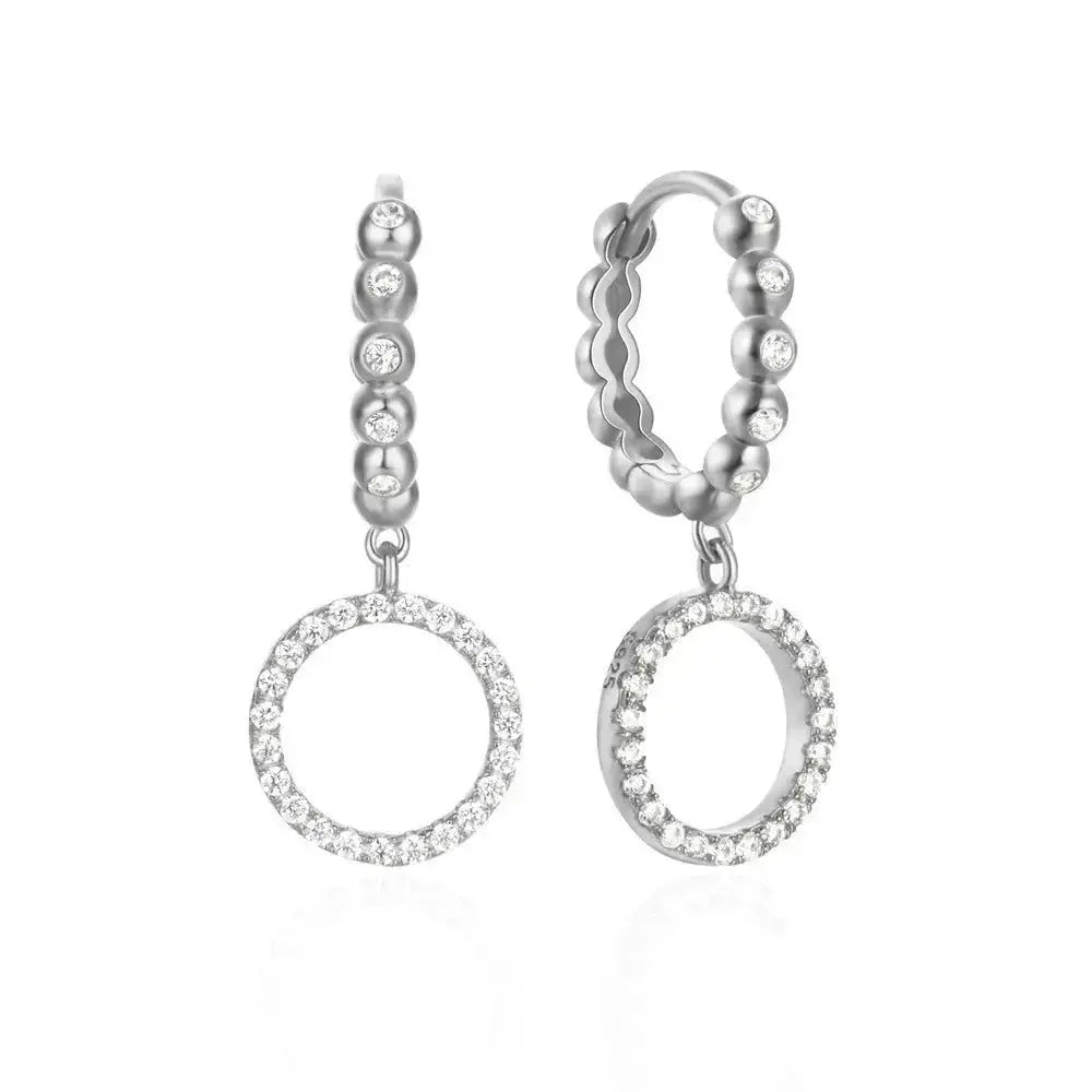 Geometric Full Drop Round Charm Hoop Earrings shop name