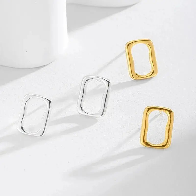 Geometric Minimal Hollow Shaped Stud Earrings shop name