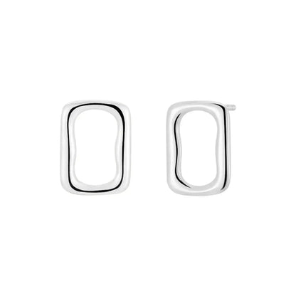 Geometric Minimal Hollow Shaped Stud Earrings shop name