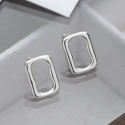 Geometric Minimal Hollow Shaped Stud Earrings shop name