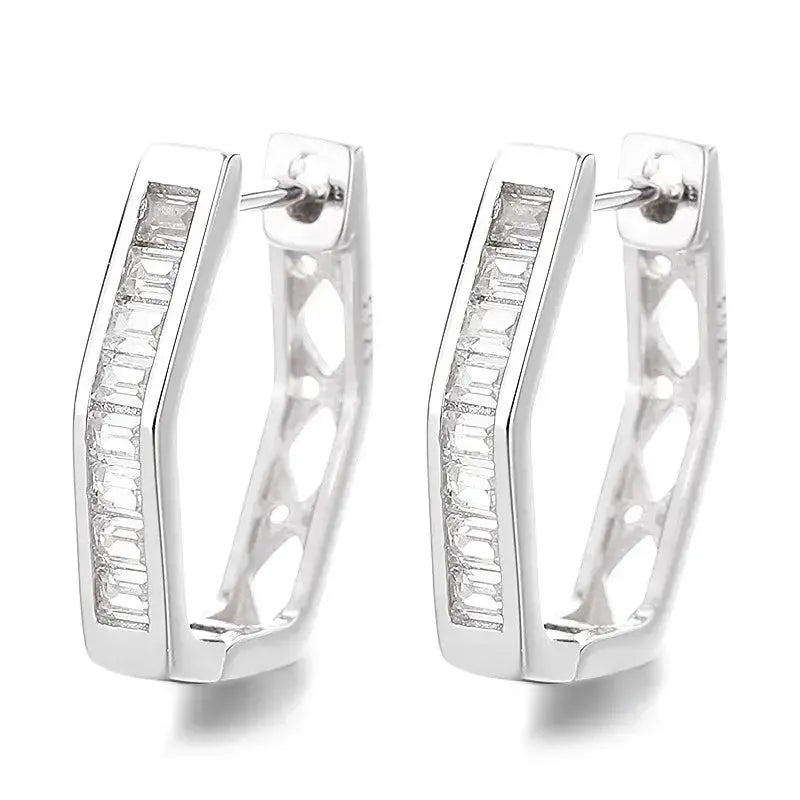 Geometric Polygon Diamond Accent Hoop Earrings shop name