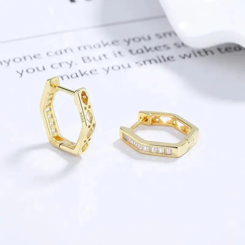 Geometric Polygon Diamond Accent Hoop Earrings shop name