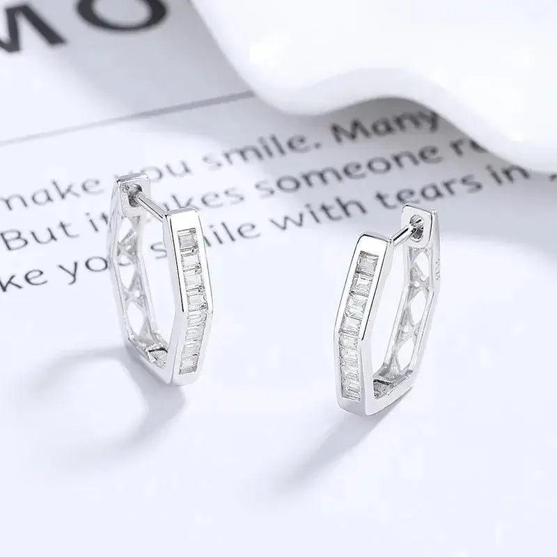 Geometric Polygon Diamond Accent Hoop Earrings shop name