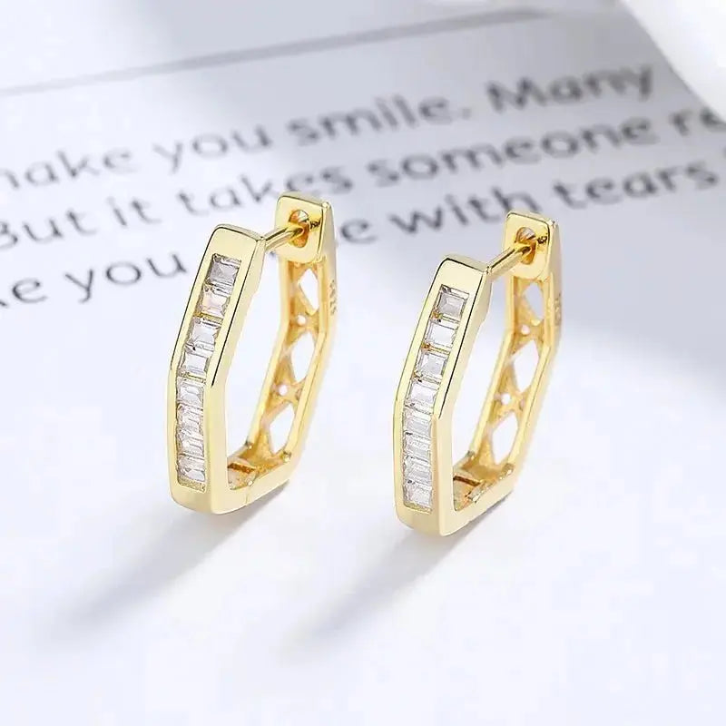 Geometric Polygon Diamond Accent Hoop Earrings shop name