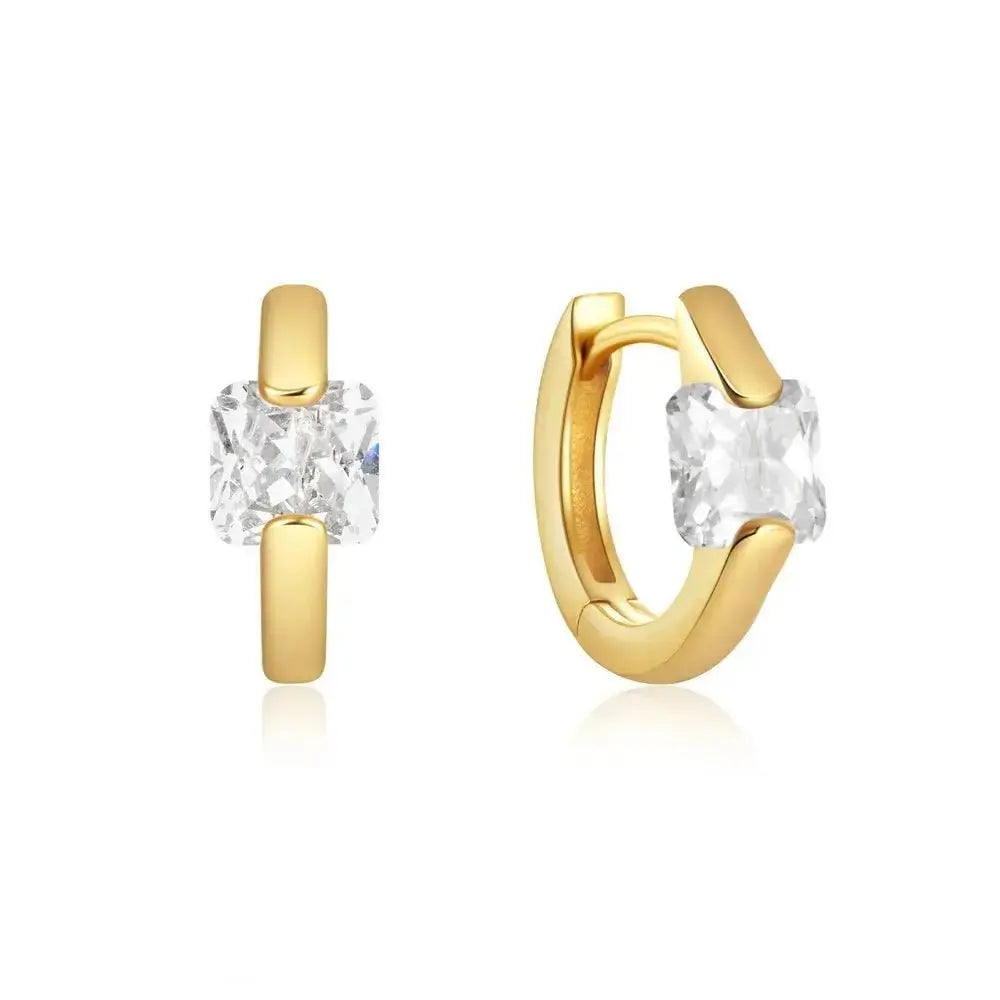 Gold 18K Chunky Gems Huggie Earrings shop name