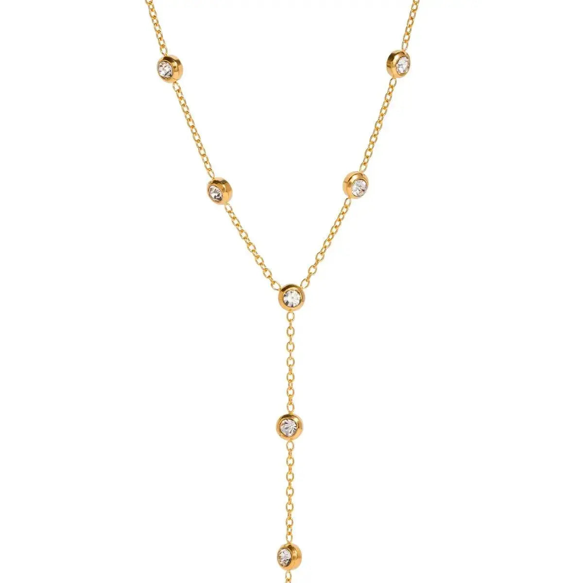 Gold Long Y Shape Chain Necklace shop name