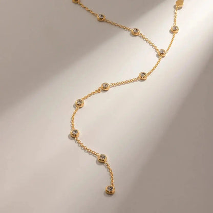 Gold Long Y Shape Chain Necklace shop name