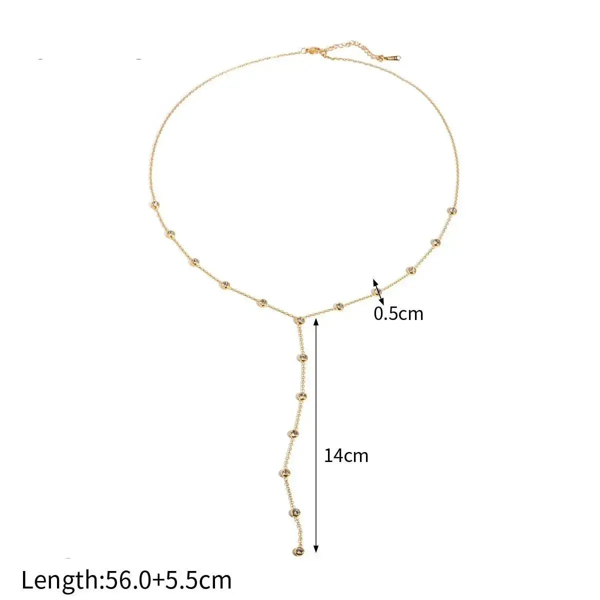 Gold Long Y Shape Chain Necklace shop name