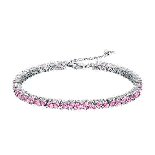 Heart Shaped Cut Pink Love Tennis Bracelet