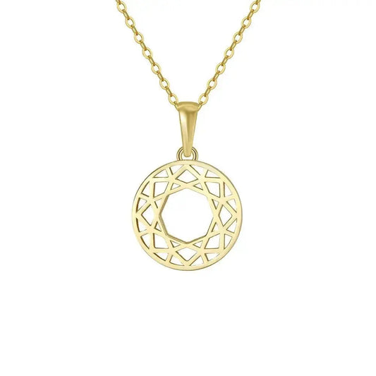 Hollow Geometric Circular Pendant and Chain Necklace