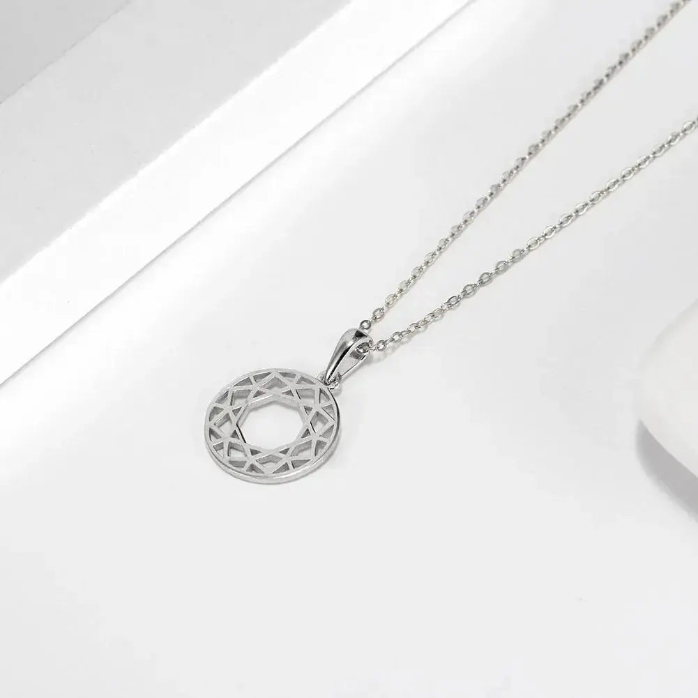 Hollow Geometric Circular Pendant and Chain Necklace