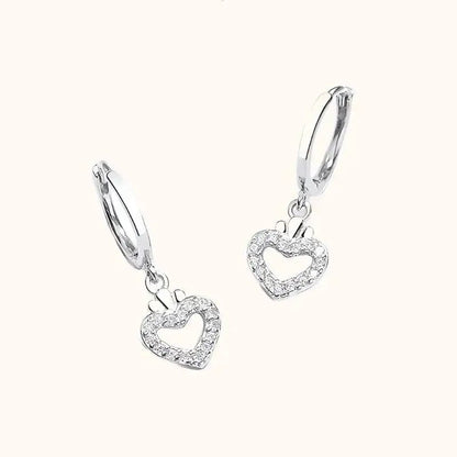 Hollow Pave Heart Charms Hoop Earrings shop name