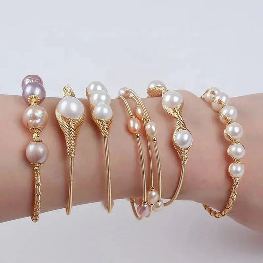 Hot Sale Natural Freshwater Pearl Adjustable Bangles shop name