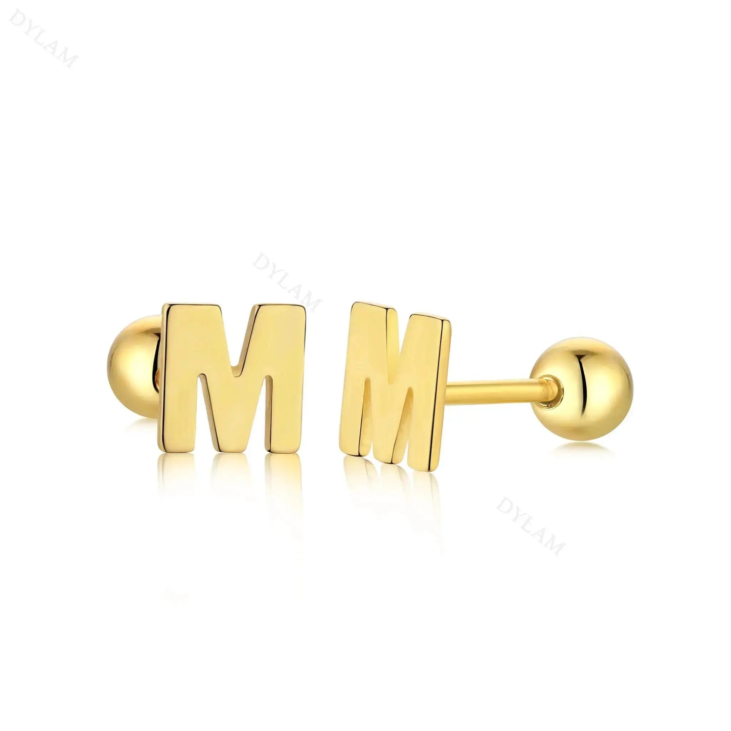 Letter Screw on Stud Earrings shop name