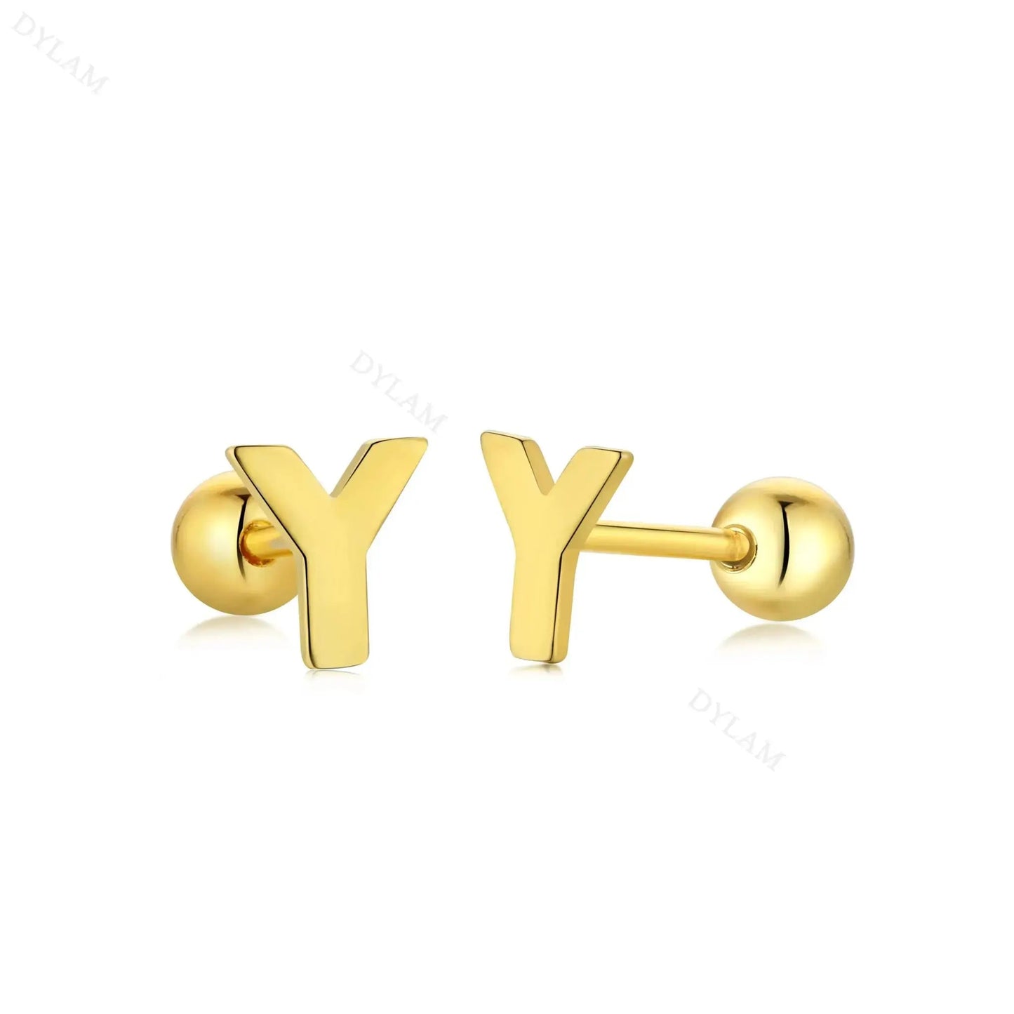 Letter Screw on Stud Earrings shop name