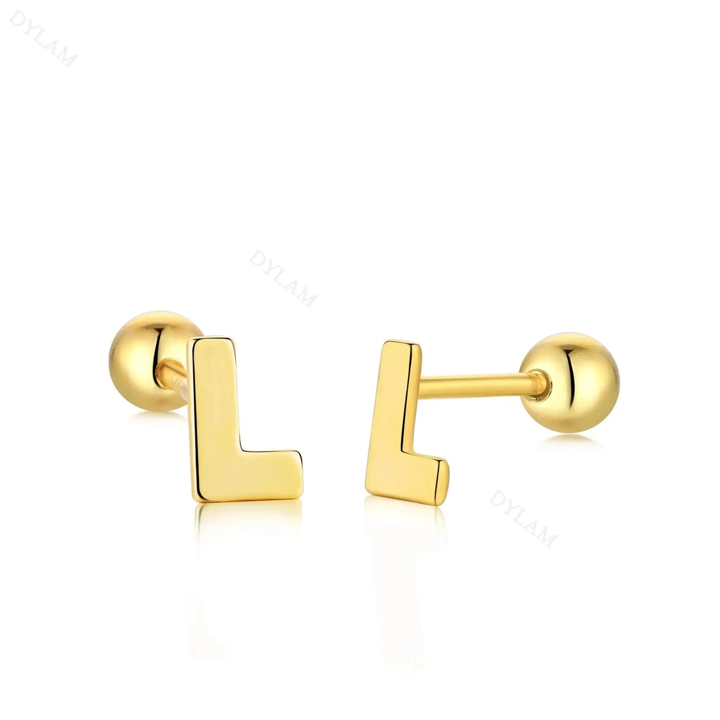 Letter Screw on Stud Earrings shop name