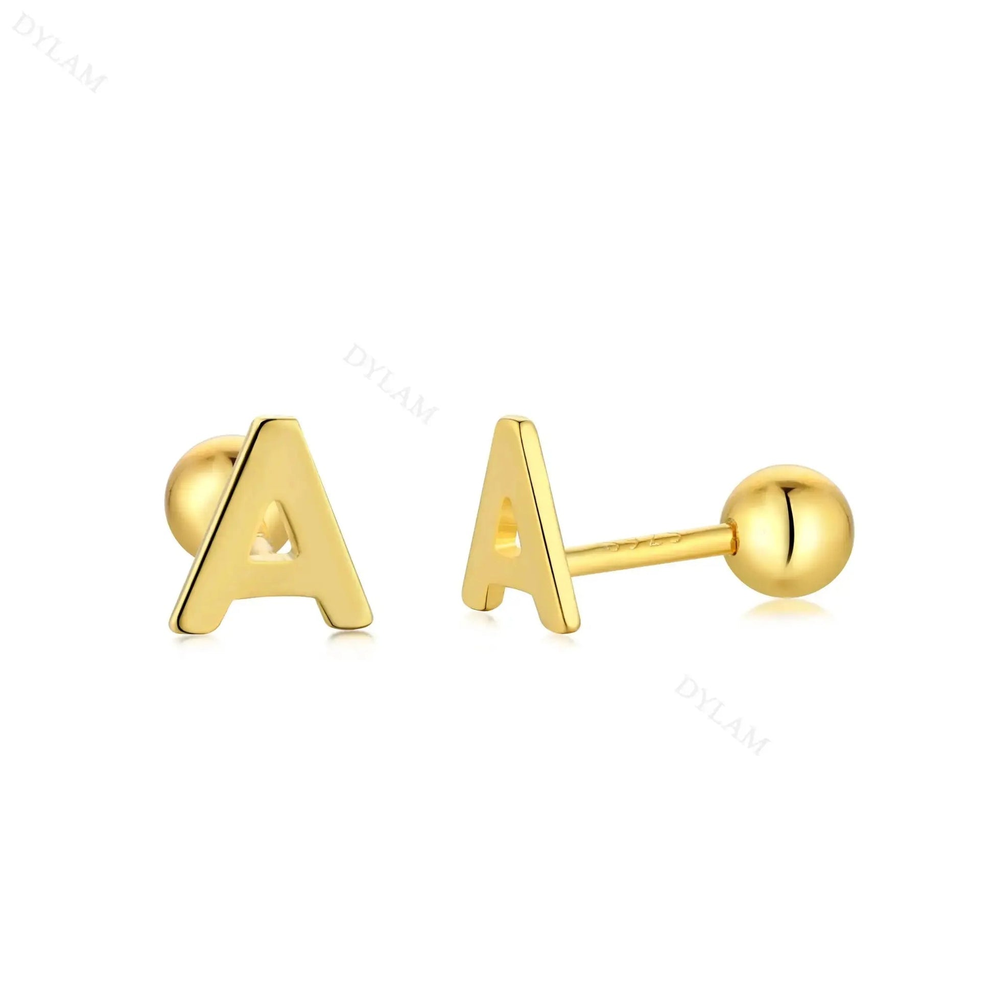 Letter Screw on Stud Earrings shop name