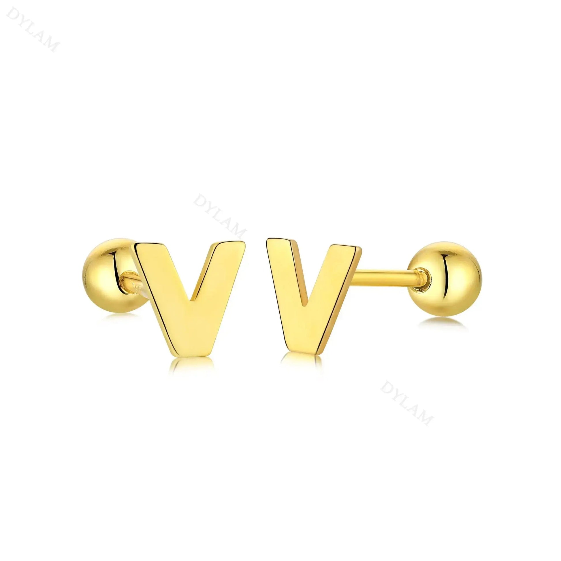 Letter Screw on Stud Earrings shop name