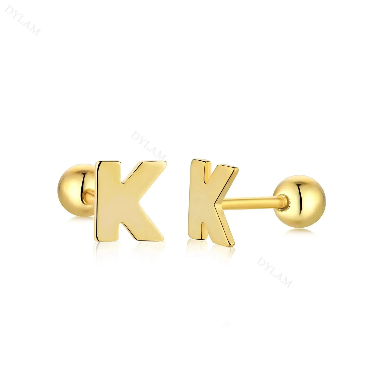 Letter Screw on Stud Earrings shop name