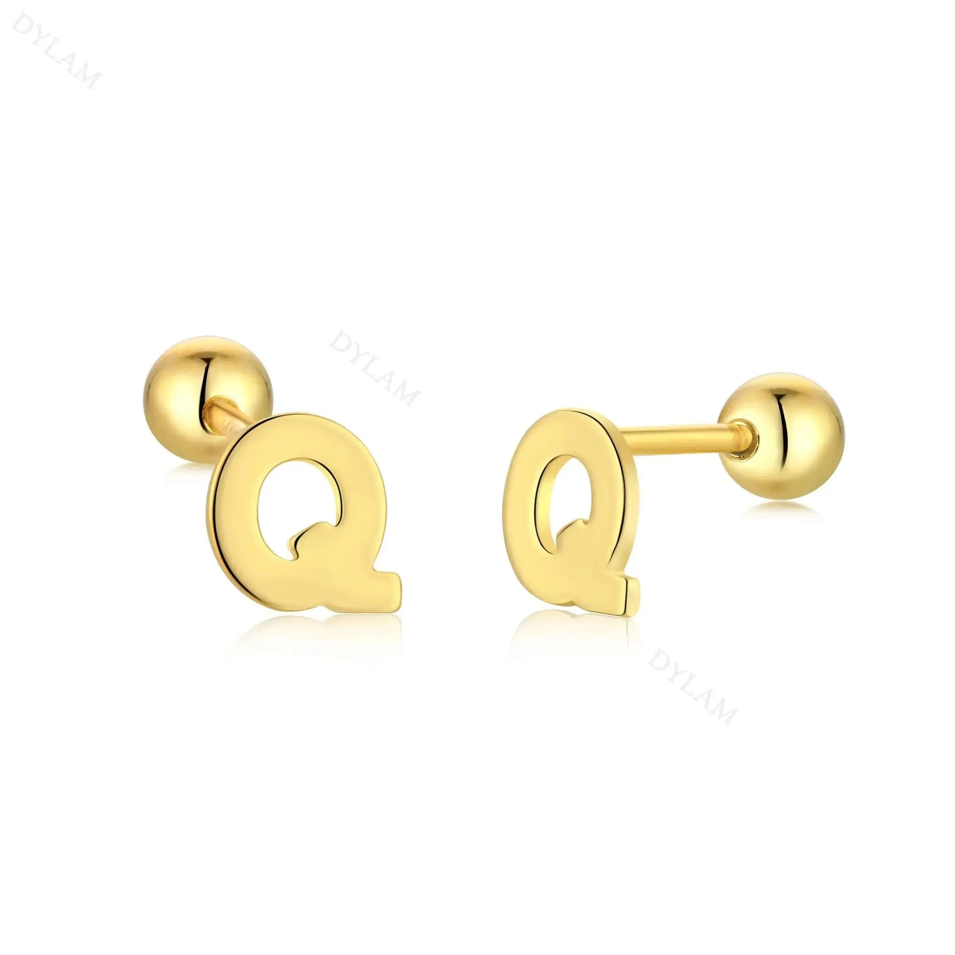 Letter Screw on Stud Earrings shop name