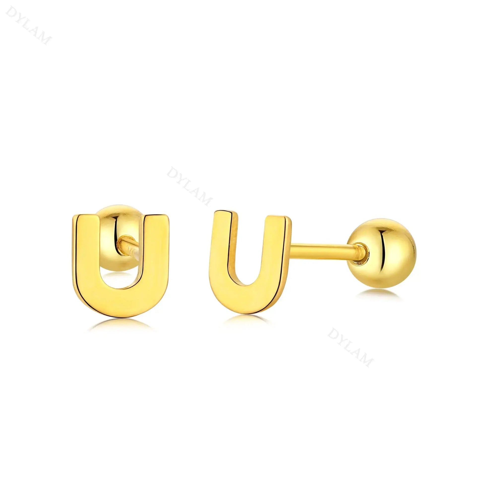 Letter Screw on Stud Earrings shop name