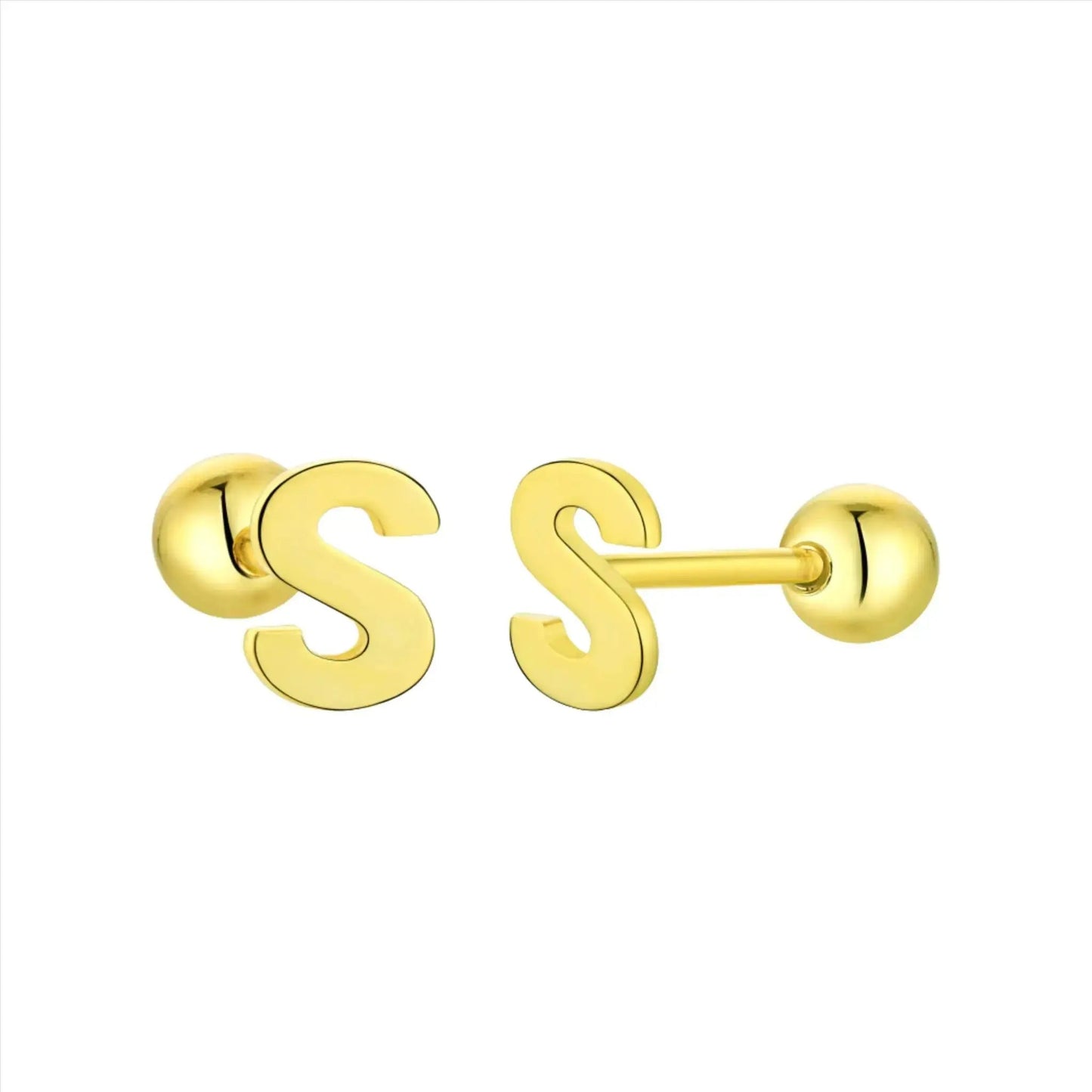 Letter Screw on Stud Earrings shop name