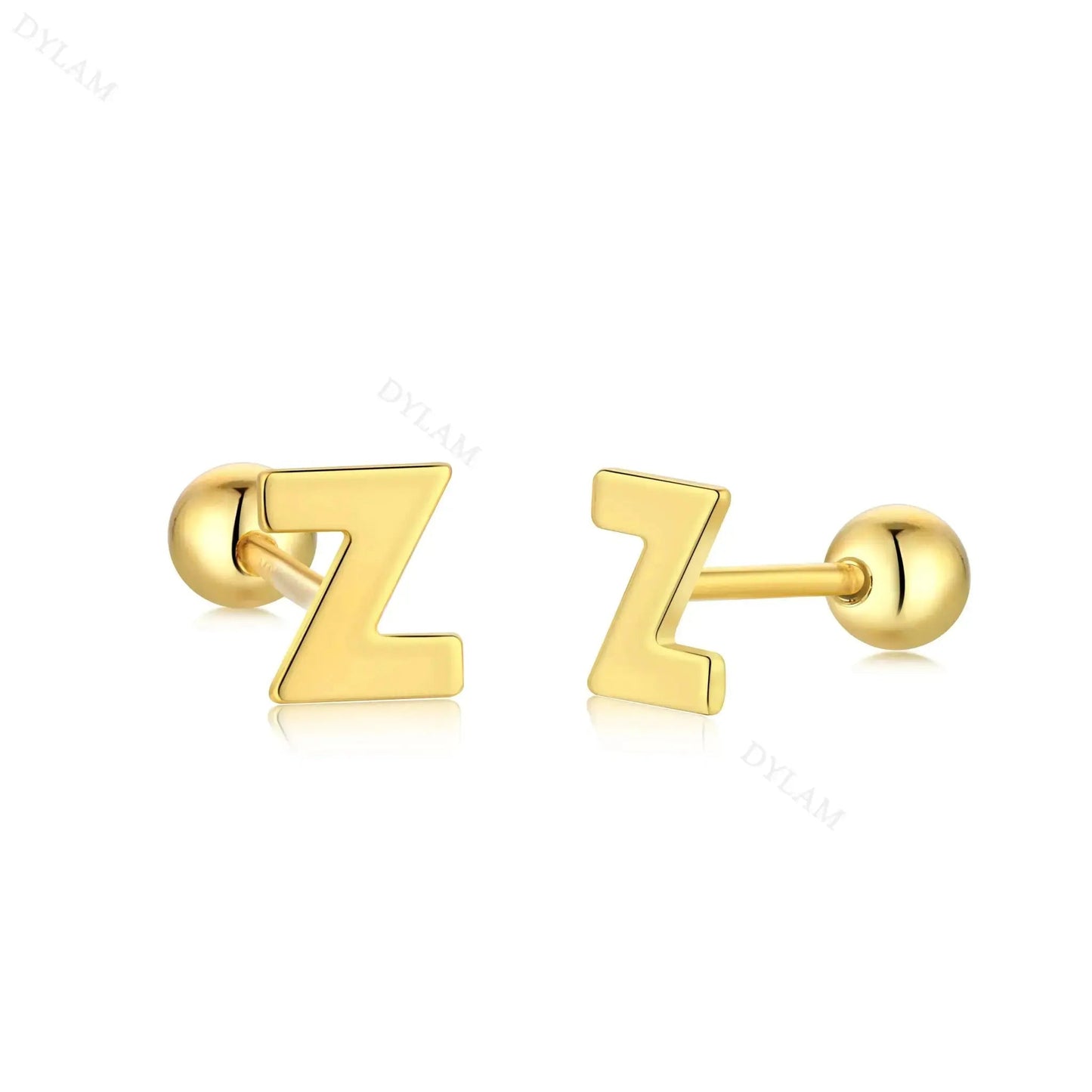 Letter Screw on Stud Earrings shop name